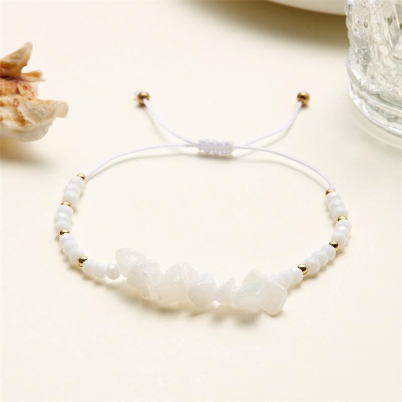 Hand-woven Gravel Irregular Crystal Mixed Adjustable Bracelets