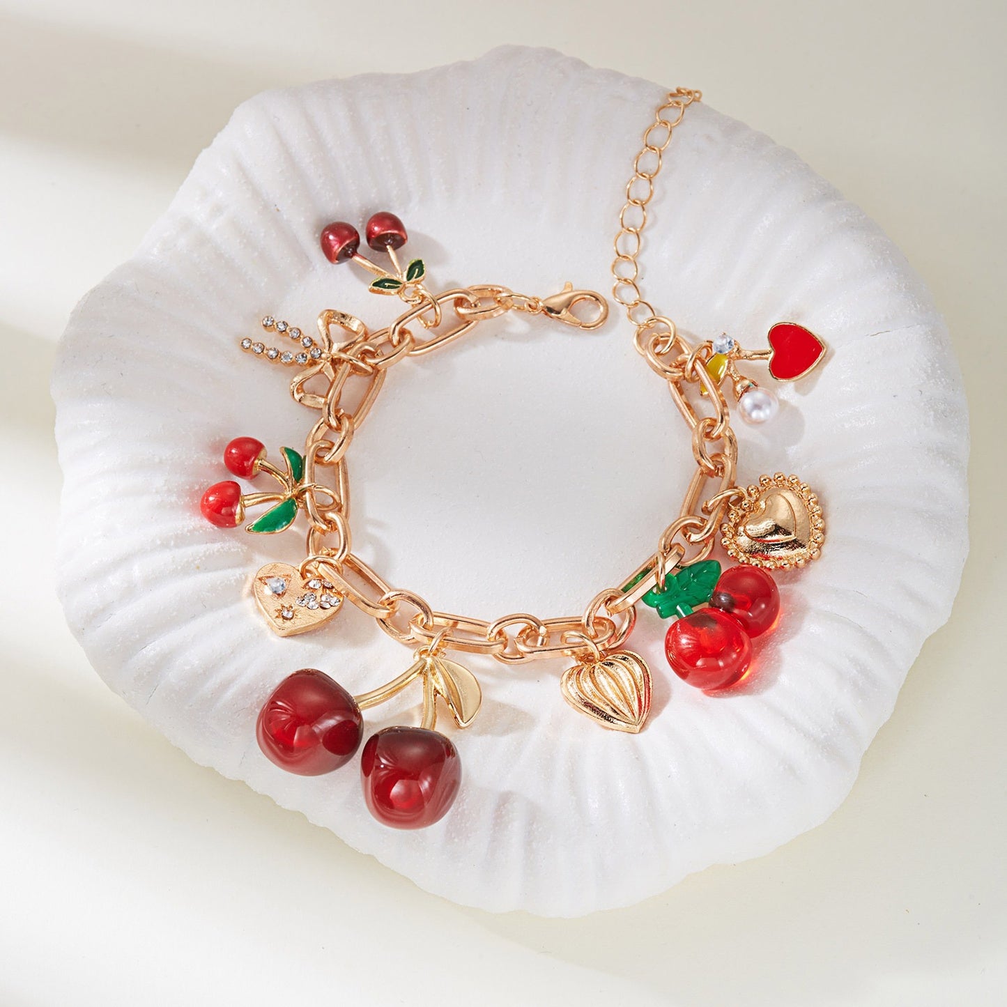 Durable Women's Cherry Niche Design Heart Bracelets