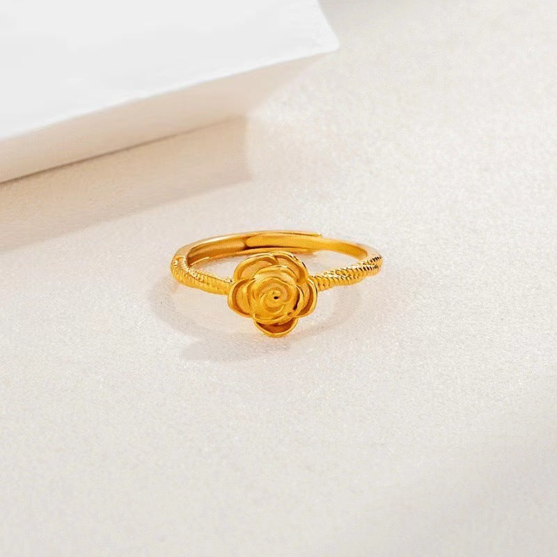 True Love Rose Female Gold-plated Open Adjustable Index Finger Live Ring