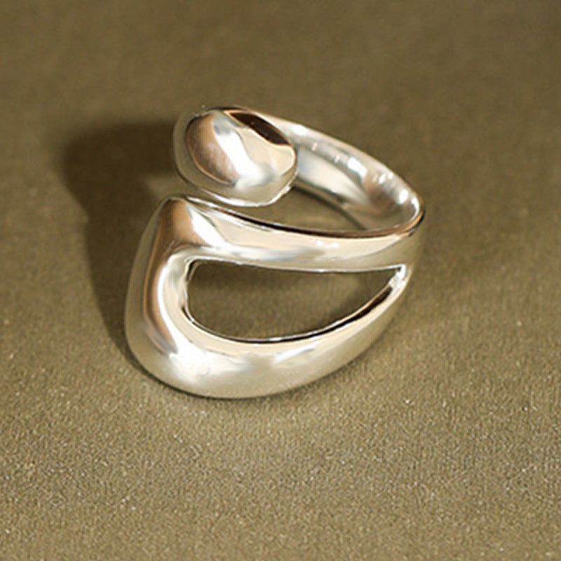 Women's Korean Style Design Glossy Cross Irregular Drop-shaped Geometric Hollow Rings