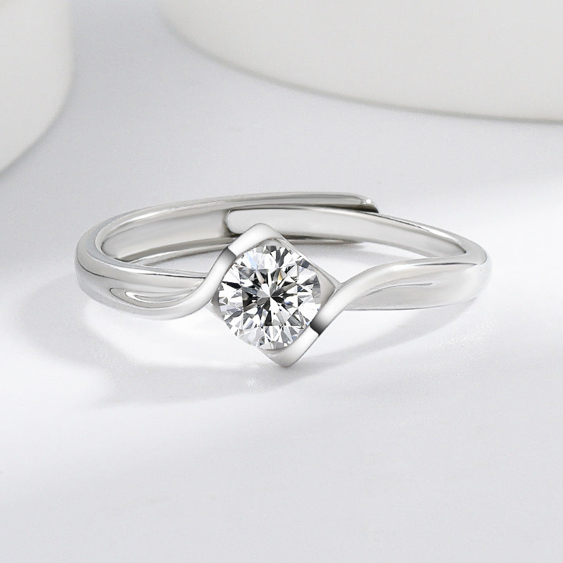 Angel Kiss Hollow Heart-shaped Korean Fashion Love Couple Wedding Diamond Ring