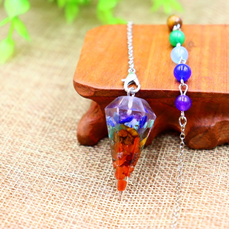 Gravel Resin Colorful Hexagonal Cone Hexagon Pendants