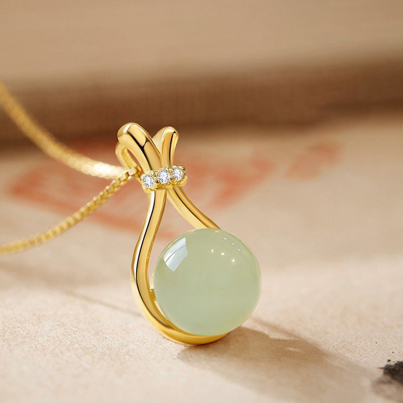Women's Bag For Niche Design Imitation Natural Jade Clavicle Chain Fresh Pendants