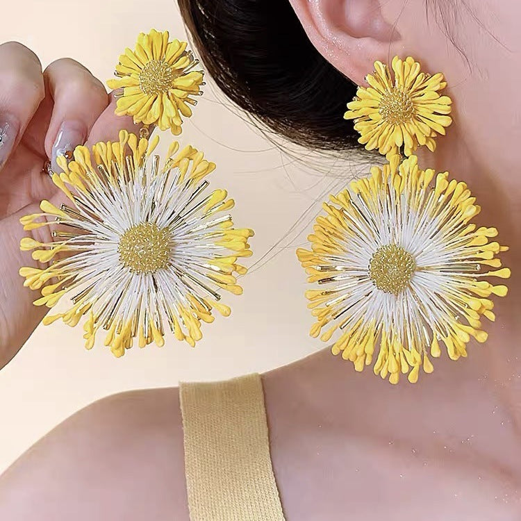 Seaside Vacation Style Flower Tassel Female Atmosphere Fairy Beaded Rings