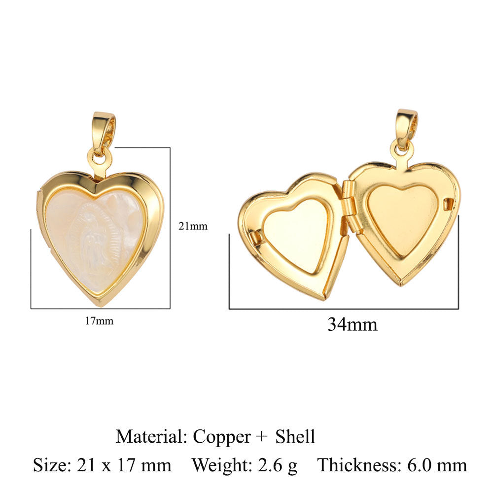 Luxury Dark Pattern Copper Zircon Peach Heart Pendants