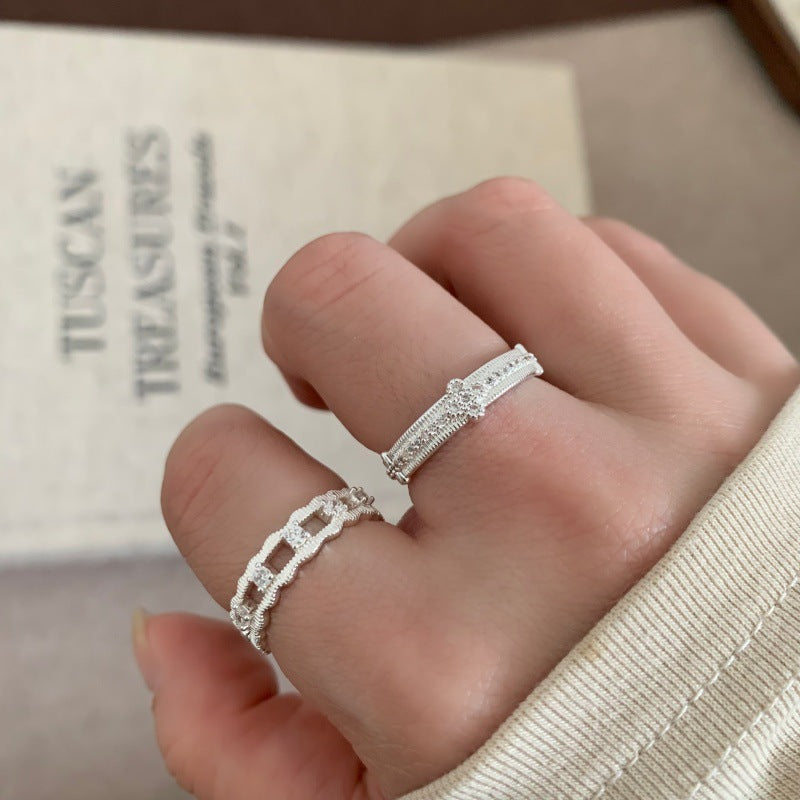 Women's Berry Pink Floral Series Cream Sweet Style Flower Open Fashion Ring