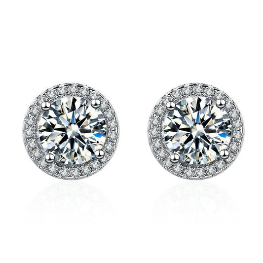 New Source Moissanite Round Bag Commute Stud Earrings