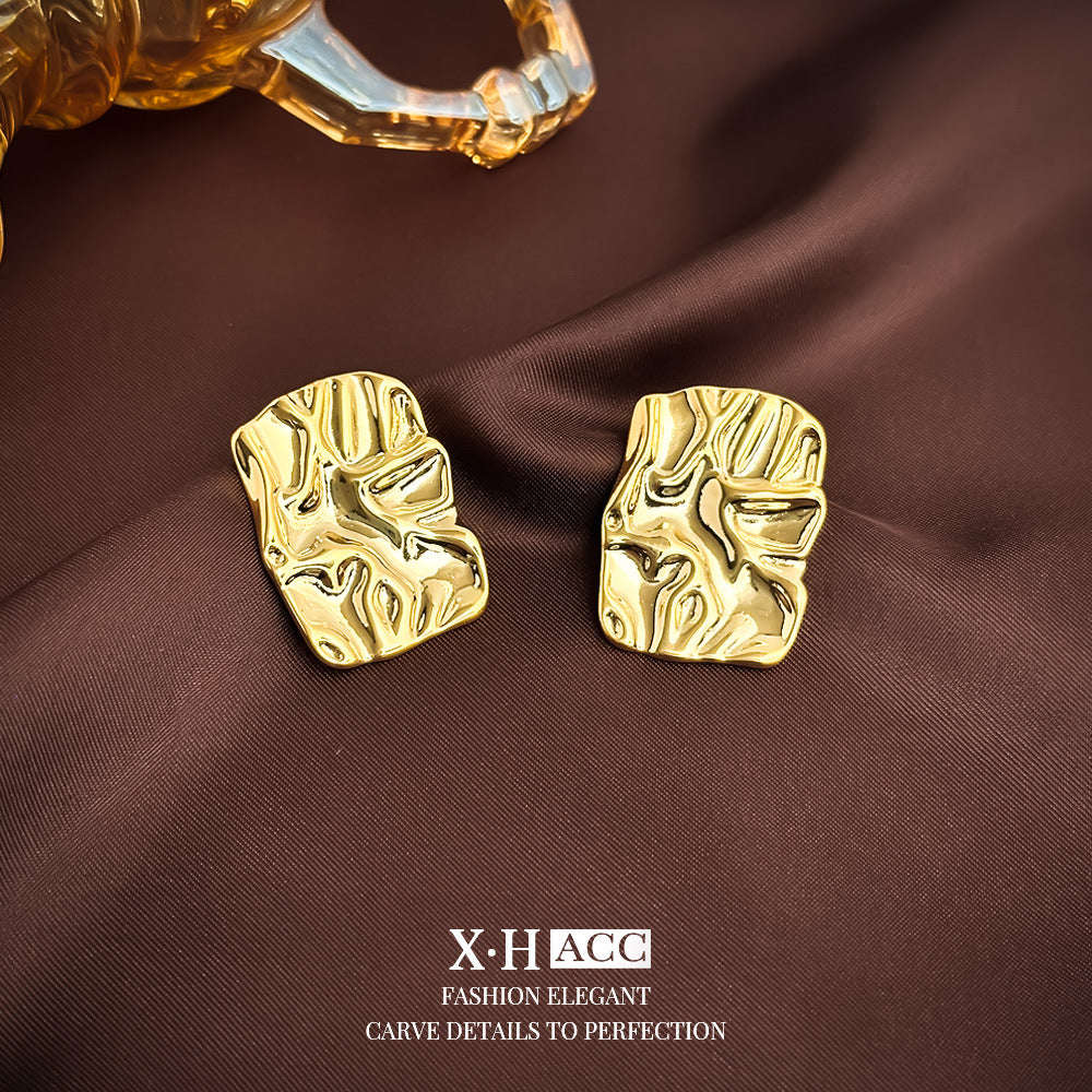 Fashionable Metal Texture Light Luxury Simple Earrings