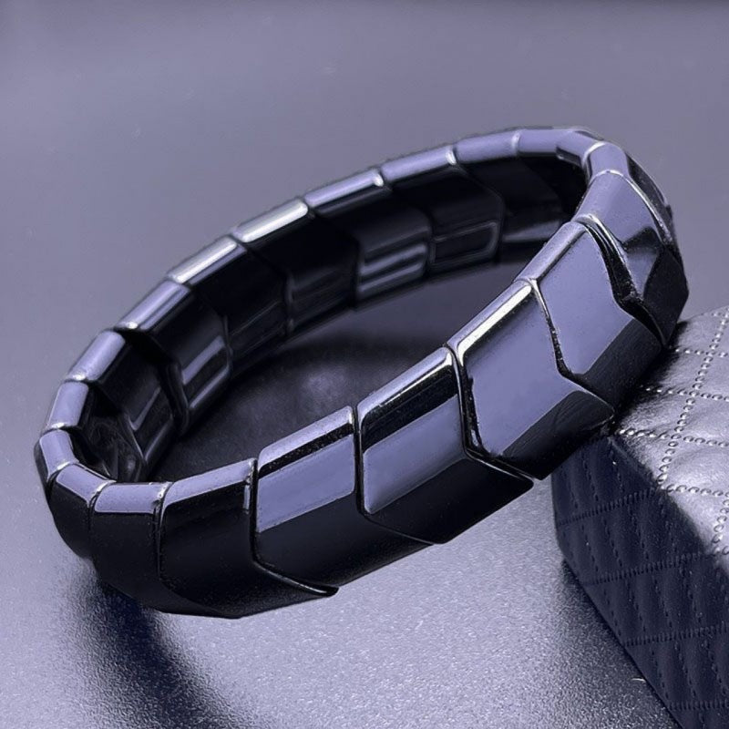 Men's Magnetic Haematite Energy Geometric Shape Titanium Steel Bracelets