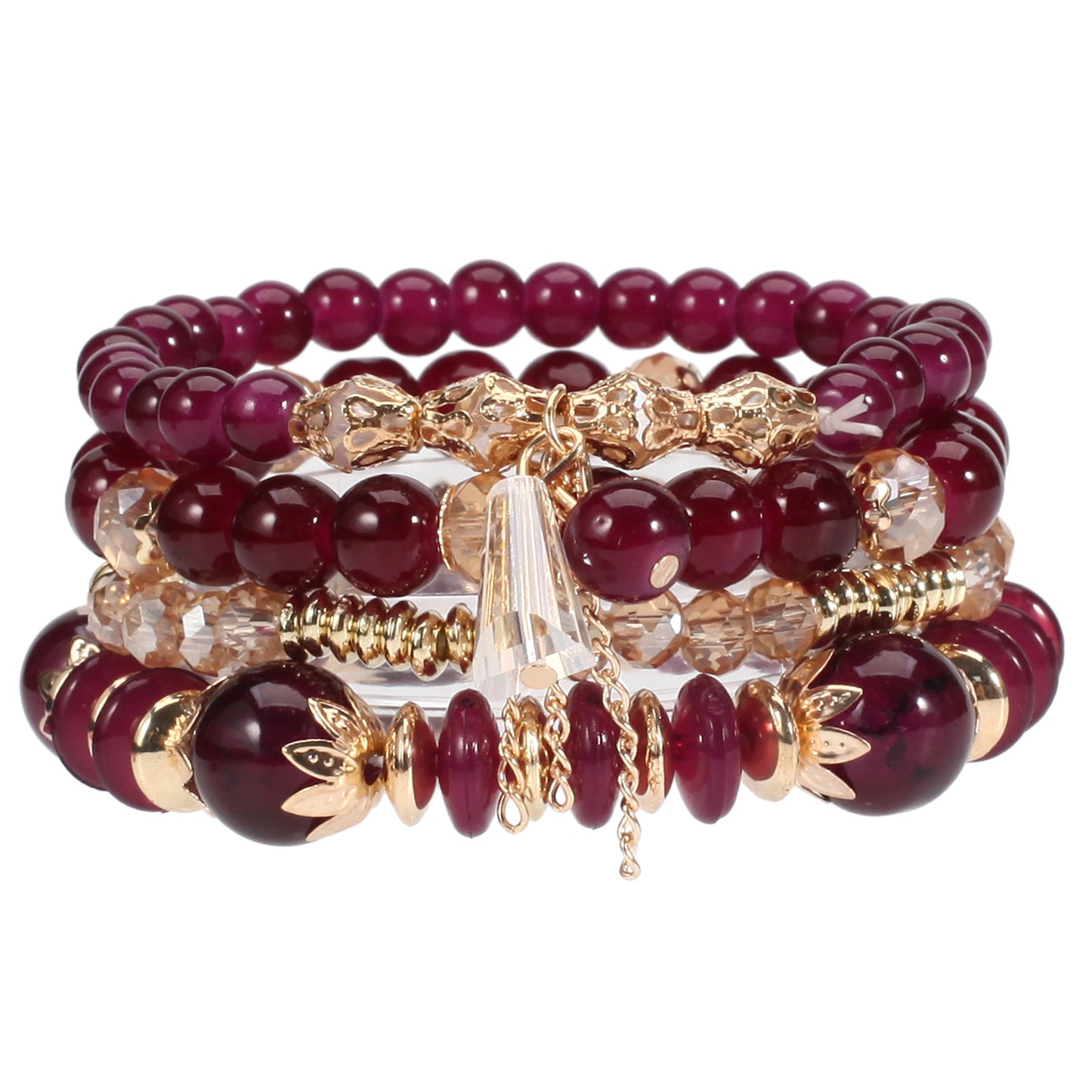 Chain Tassel Colored Glass Electroplated Crystal Bracelets