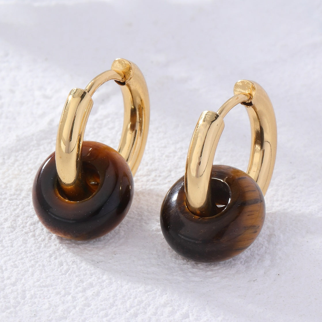 Donut Natural Stone French Style Temperament Earrings