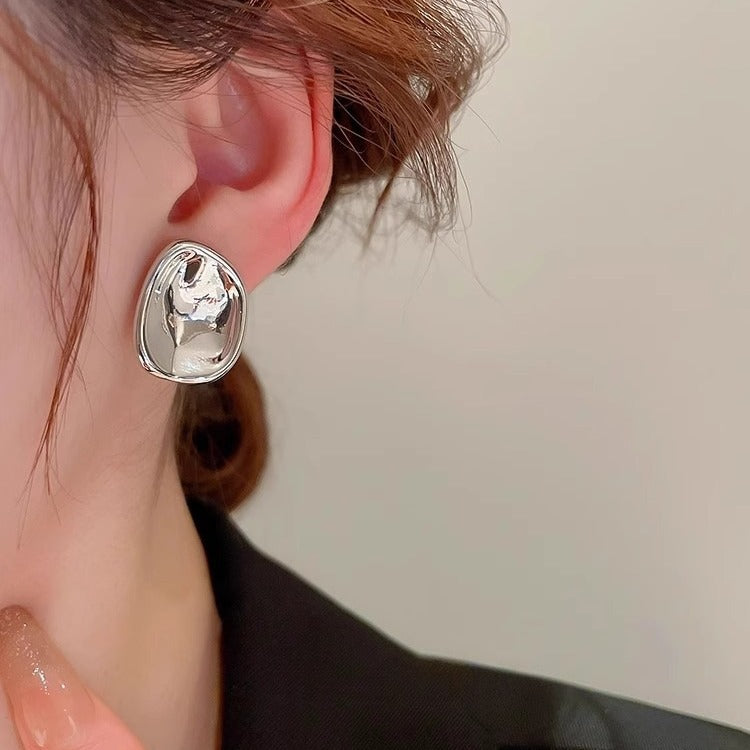 Pleated Irregular Glossy Female Cold Style Stud Earrings