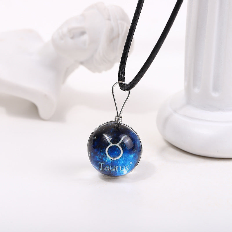 Starry Sky Luminous Twee Constellation Glass Mori Fresh Clavicle Chain Necklace
