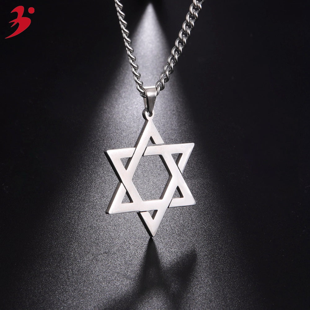 Women's & Men's Style Stainless Steel Hexagram Fashion Simple Wandering Necklaces