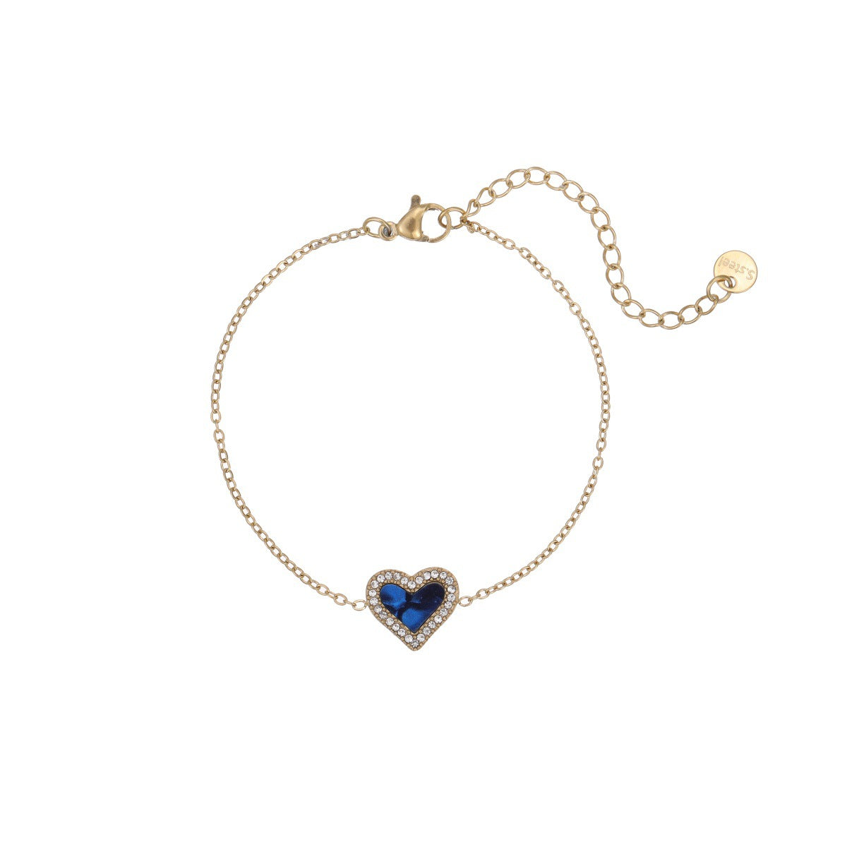 Women's Stainless Steel Retro Micro Rhinestone Heart Exquisite Refined Grace Bracelet