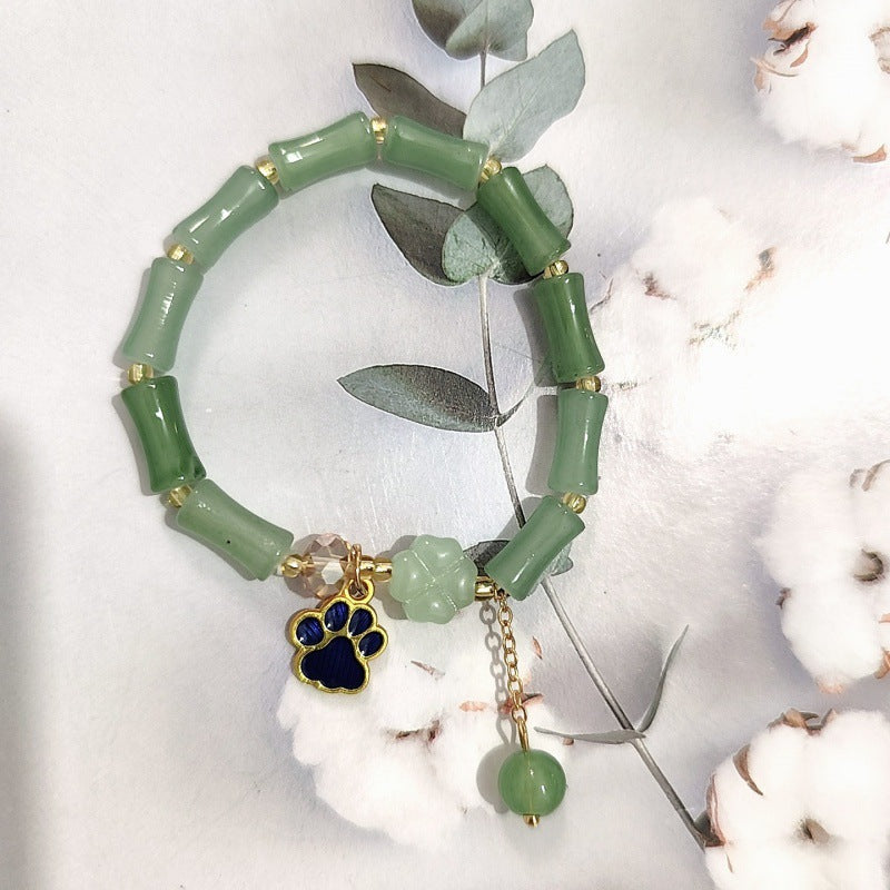 Aventurine Peace Buckle Bamboo Fresh Chinese Style Clover Bracelets