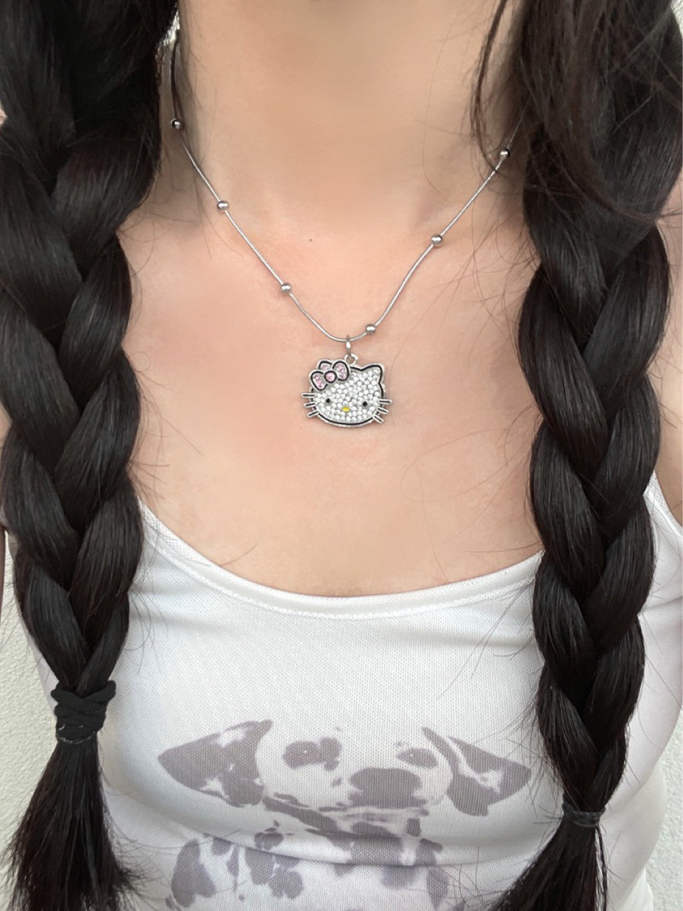 Cute Cat Female Style Millennium Hot Simple Sier Clavicle Chain Necklace