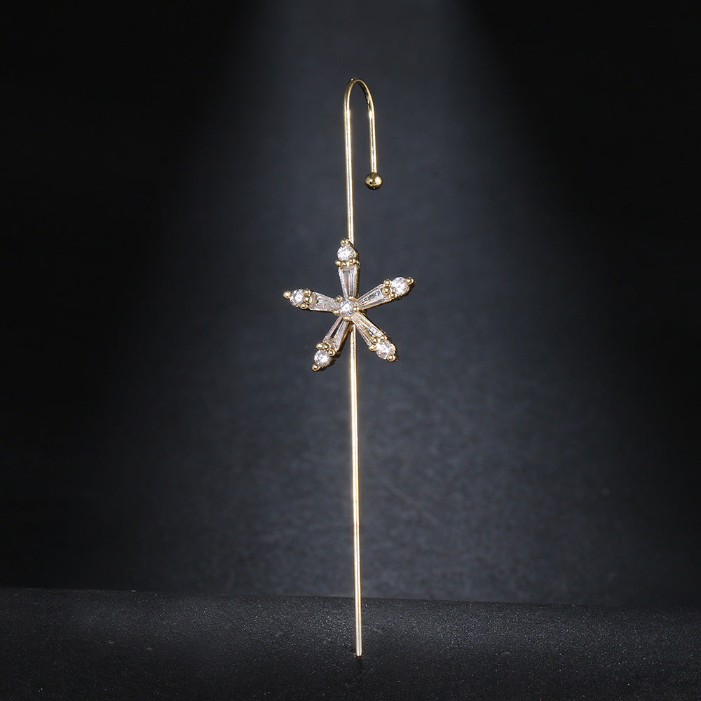 Super Fairy Copper Inlaid Zircon Temperamental Cold Style Earrings