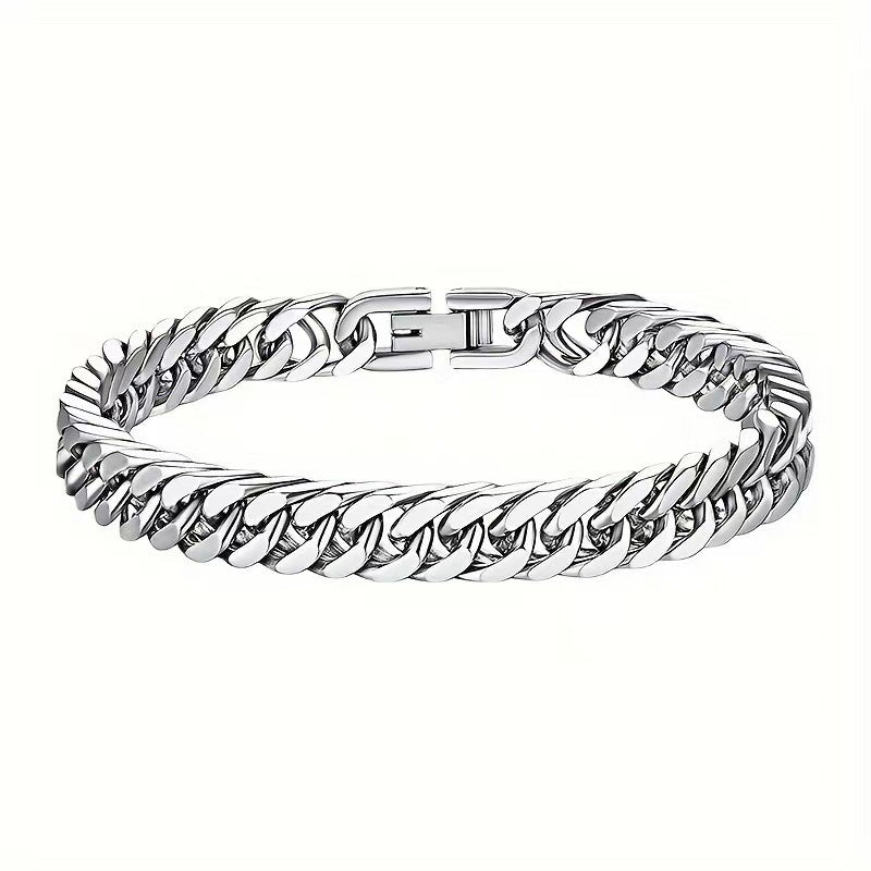 Titanium Steel U-shaped Buckle Simple Stainless Four-sided Grinding Woven Cuban Bracelets