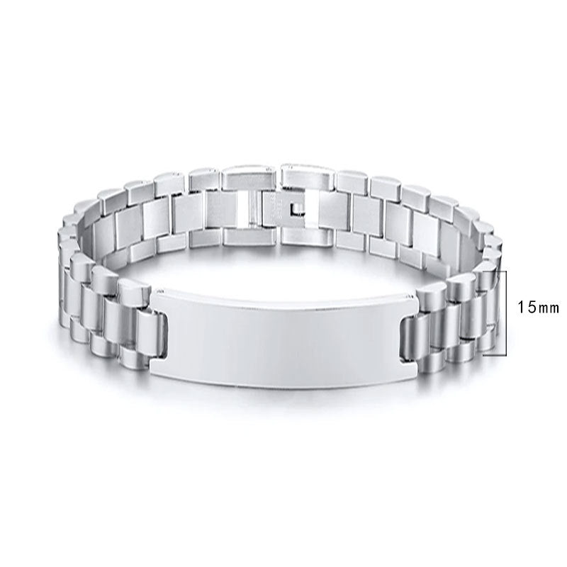 Women's & Men's Adjustable Titanium Steel Curved Can Carve Writing Stainless Gold Bracelet