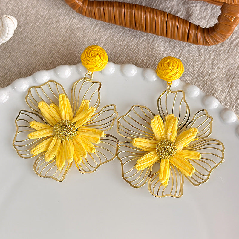 Vacation Style Yellow Series French Retro Graphy Earrings
