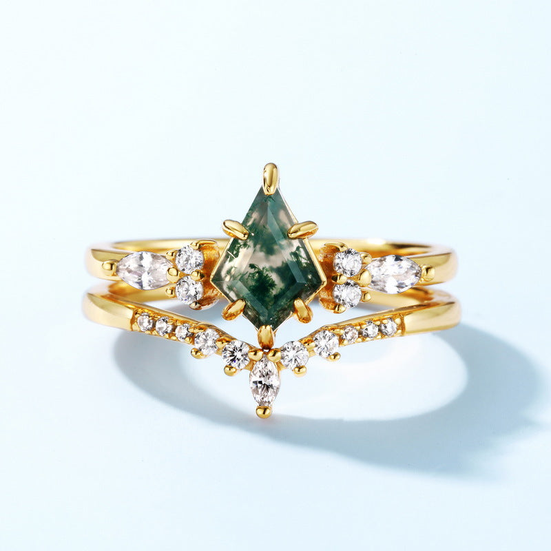Affordable Luxury Fashion Sier Green Moss Stone Fresh Water Rings