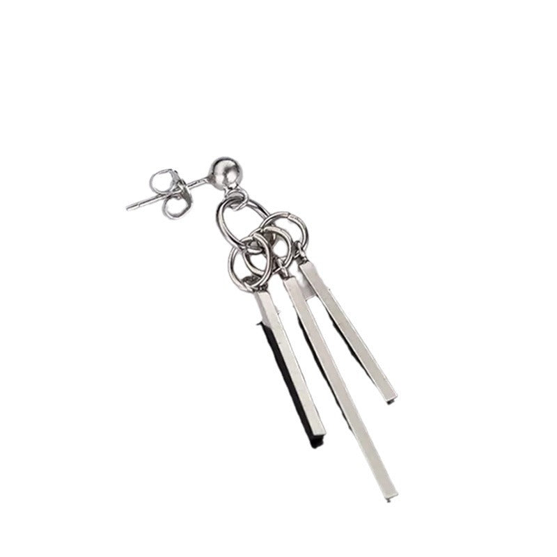 Men's Hip Hop Clip Punk Eardrops Female Three Straight Stick Square Rings