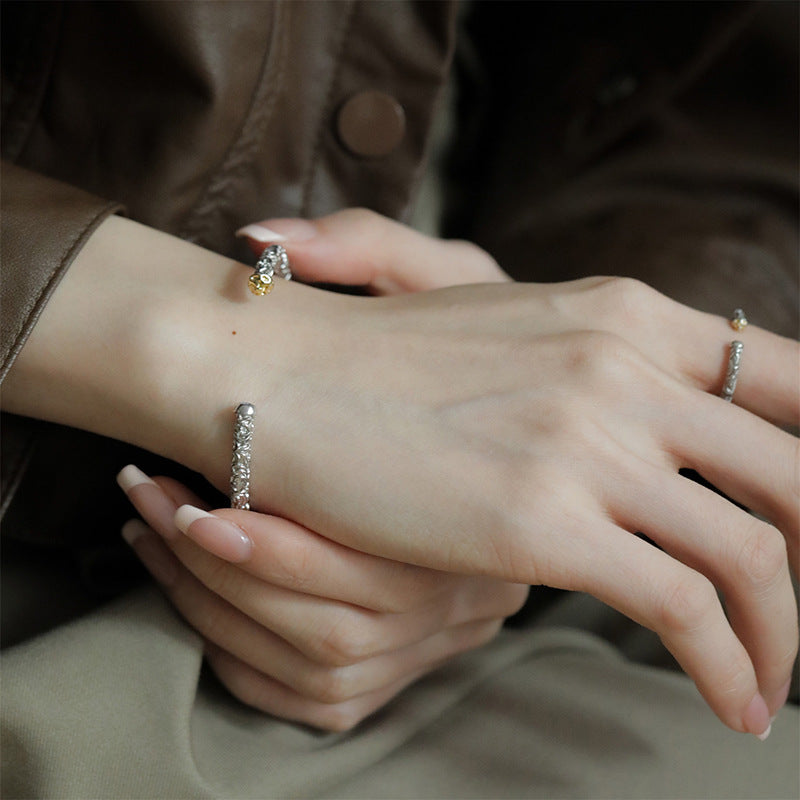 Embossed Totem Tang Grass Flower Female Fashion Bracelets