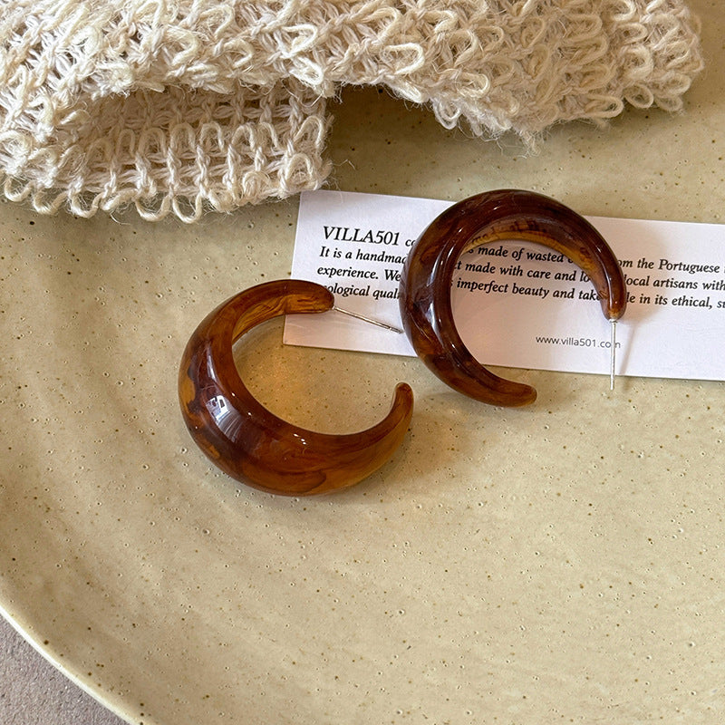 Electroplated Artificial Tigereye Clip Retro Fashion High Sense Light Rings