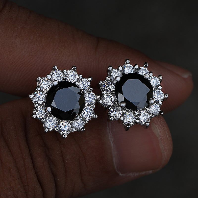 Women's Snowflake Pink Diamond Zircon Fashion Sunflower Stud Earrings