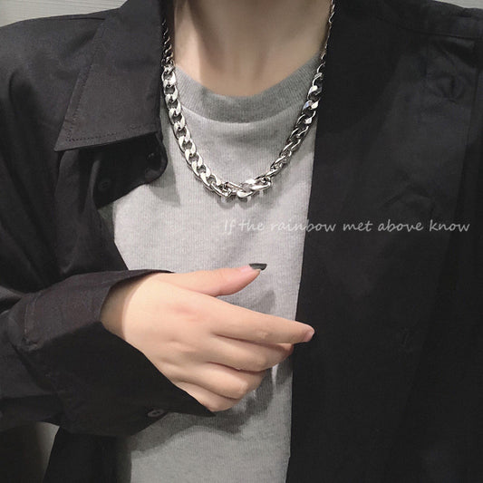 Women's & Men's Titanium Steel Thick Chain Hip Hop Disco Cuban For Trendy Necklace