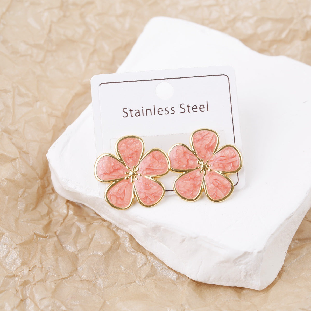 Style Sweet Elegance Metal Glaze Flowers Fresh Stud Earrings