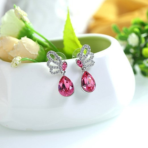 Round Crystal Korean Cute Fashion Elegant Stud Earrings
