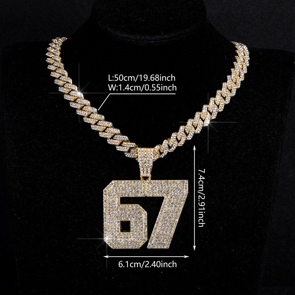 Hip Hop Cool Alloy Diamond Cuban Link Chain Necklaces