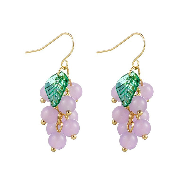 Women's Needle Sweet Purple Crystal Grape For Trendy Simple Cute Stud Earrings
