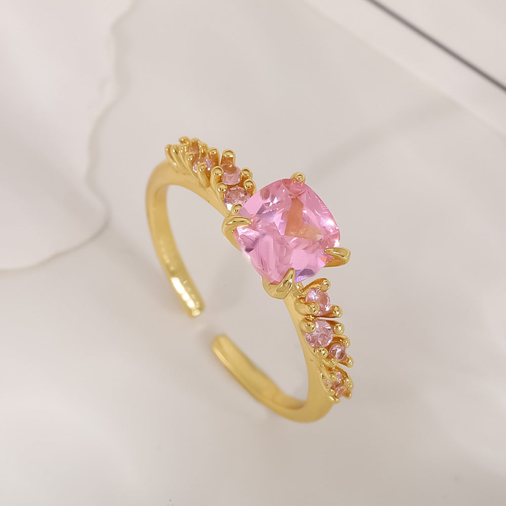 Women's Open-end Zircon Fashionable Classy Simple Cold Feeling Goddess Rings