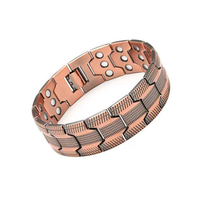 Men's Metal Bronze Magnet Retro Wide Row Bracelets