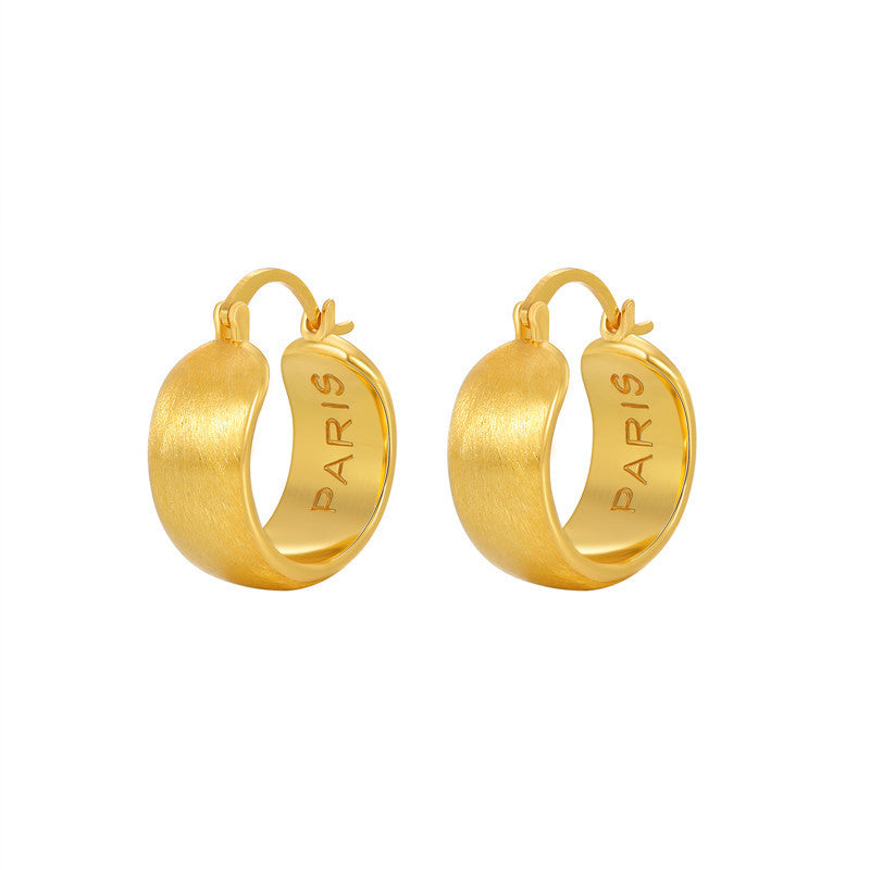 Retro Personalized Brushed Ear Clip Fashion Style Niche Stud Earrings