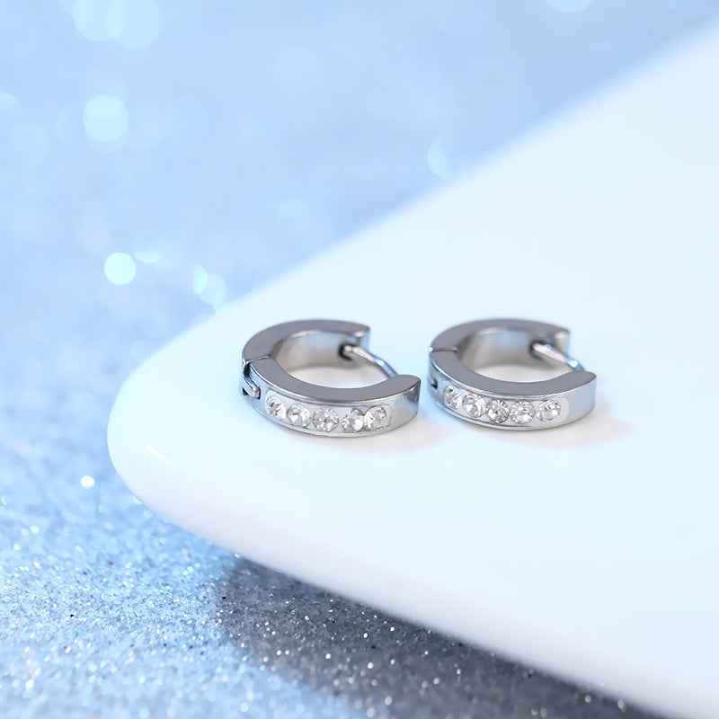 Titanium Steel Fashion Sticky Single Row Diamond Stainless Ear Buckle