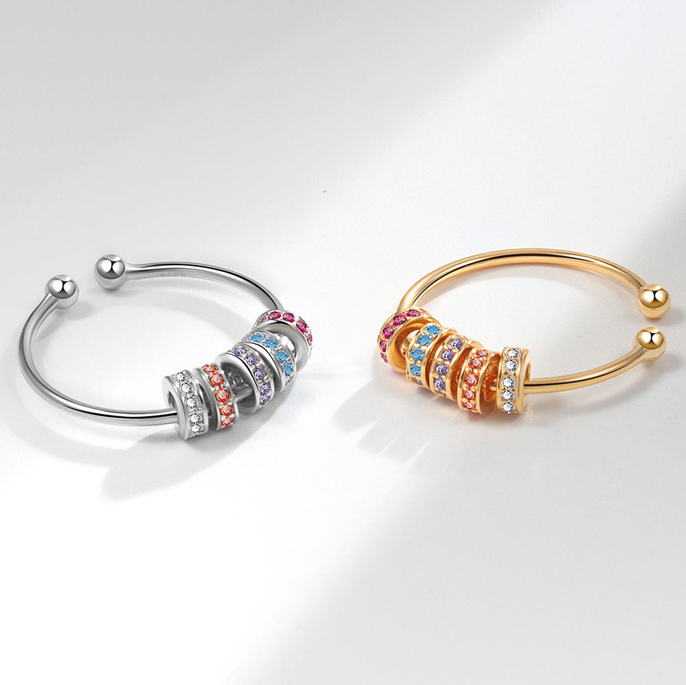 Hot Color Rotating Beads Decompression Female Open Rings