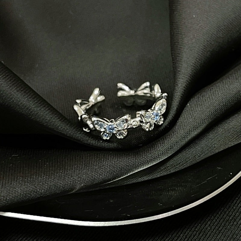 Series Full Diamond Open-end Zircon Butterfly High Sense Affordable Rings