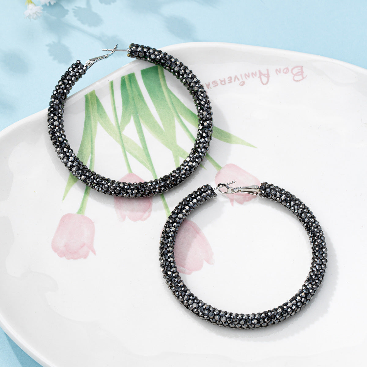 Splendid Diamond Shiny Big Circle Affordable Luxury Fashion Rhinestone Color Earrings