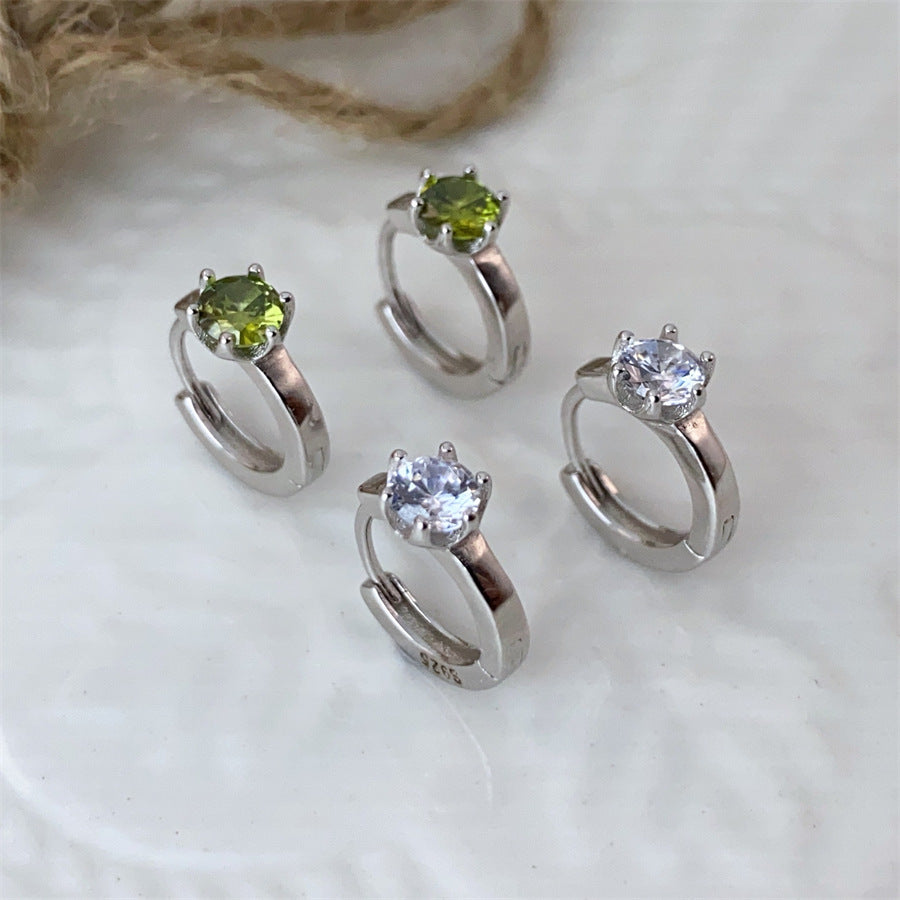 Sier Geometric Square Zircon Female Earclip Earrings