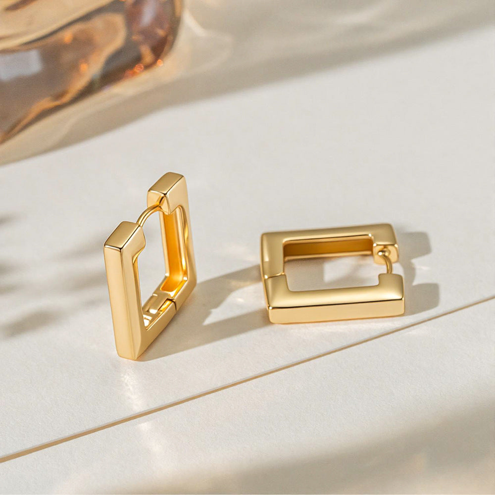 Women's Stainless Steel Glossy Clip Simple Handmade Polished Geometric Real Gold Ear Buckle