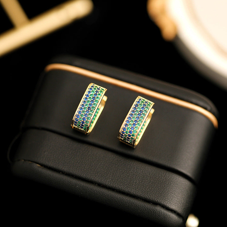 Luxury Style Geometric Simple Female Micro Inlaid Zirconium Unique Design Earrings