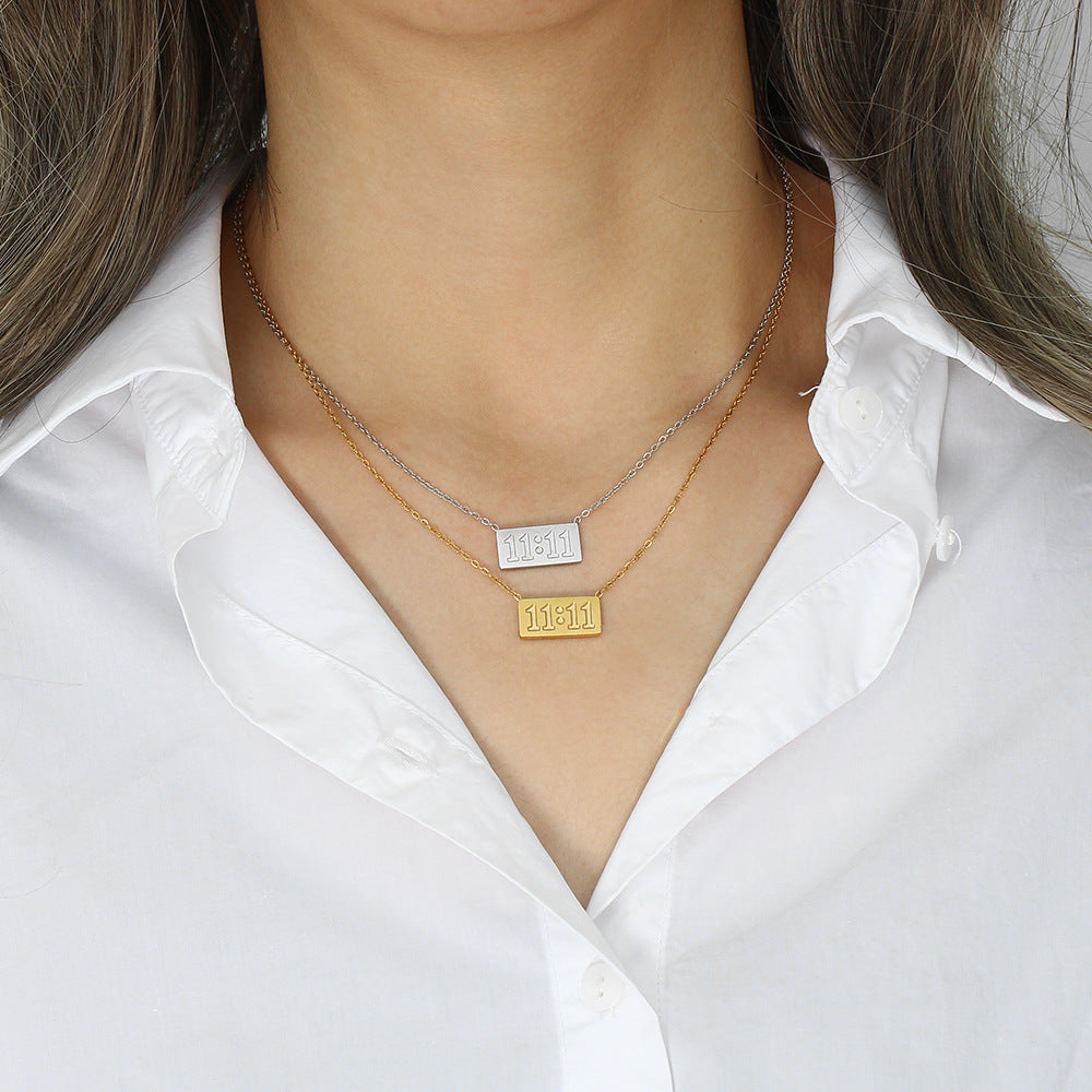 Simple Stainless Steel Gold-plated Letter Box Necklaces