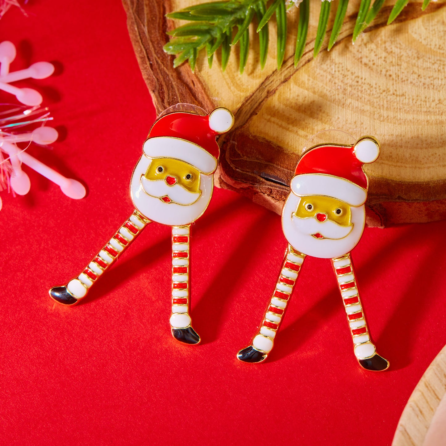 Christmas Ornament Funny Cartoon Santa Claus Female Earrings