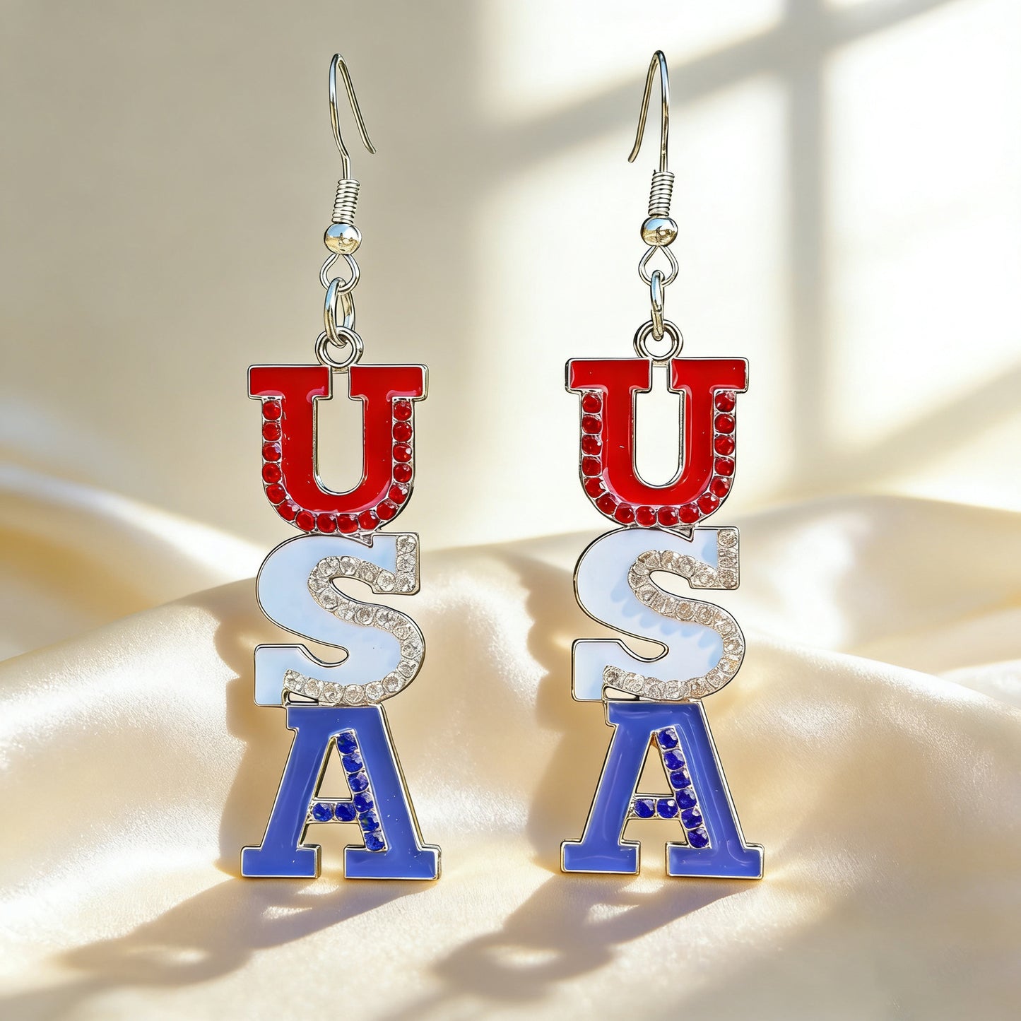 Independence Day Flag Love Five-pointed Star Earrings