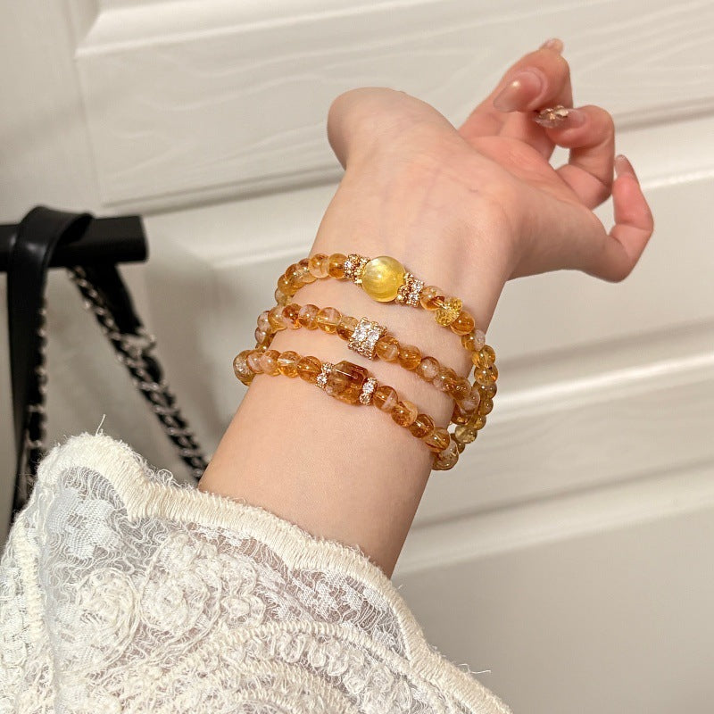 Natural Citrine Crystal Gold Lepidolite High-grade Bracelets
