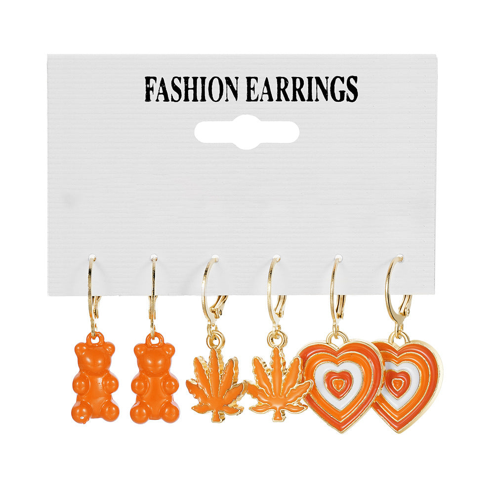 Acrylic Butterfly Cute Bear Ear Clip Earrings